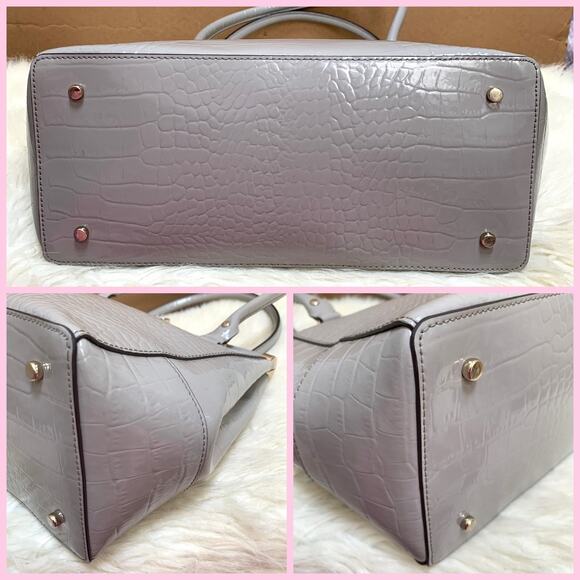KATE SPADE Knightsbridge Large Gray Croc Emboss Patent Leather CONSTANCE Satchel - Picture 12 of 16